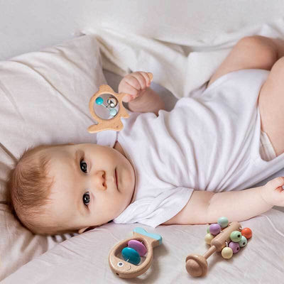 Fidtoy Jouet à Agiter Sensoriel pour Tout-Petit | Hochets Poisson, Roulant, Ventouse et Chien pour le Développement de Bébé
