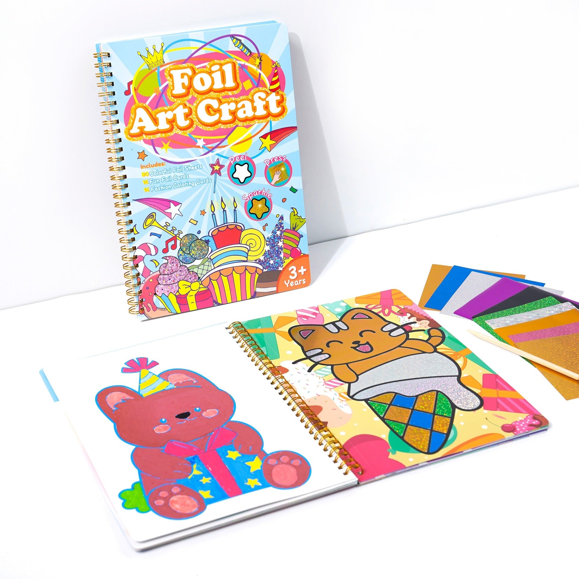 Kit de manualidades de papel de aluminio | Juego creativo con temática de cumpleaños brillante para niños