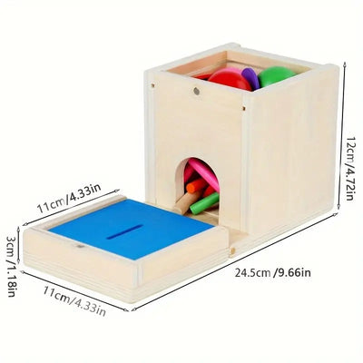 Fidtoy 6-in-1 Montessori Early Education Intelligence Multi-functional Box for Toddlers, Object Permanence Learning Box with Coin Matching, Carrot Pulling, Bug Catching and Clock Learning