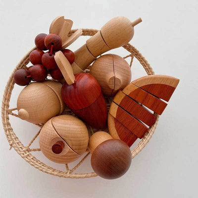 Fidtoy Accessoires de cuisine en bois – Ensemble de cuisine de 15 pièces pour les tout-petits