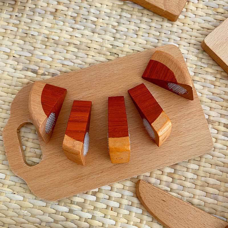 Fidtoy Accessoires de cuisine en bois – Ensemble de cuisine de 15 pièces pour les tout-petits