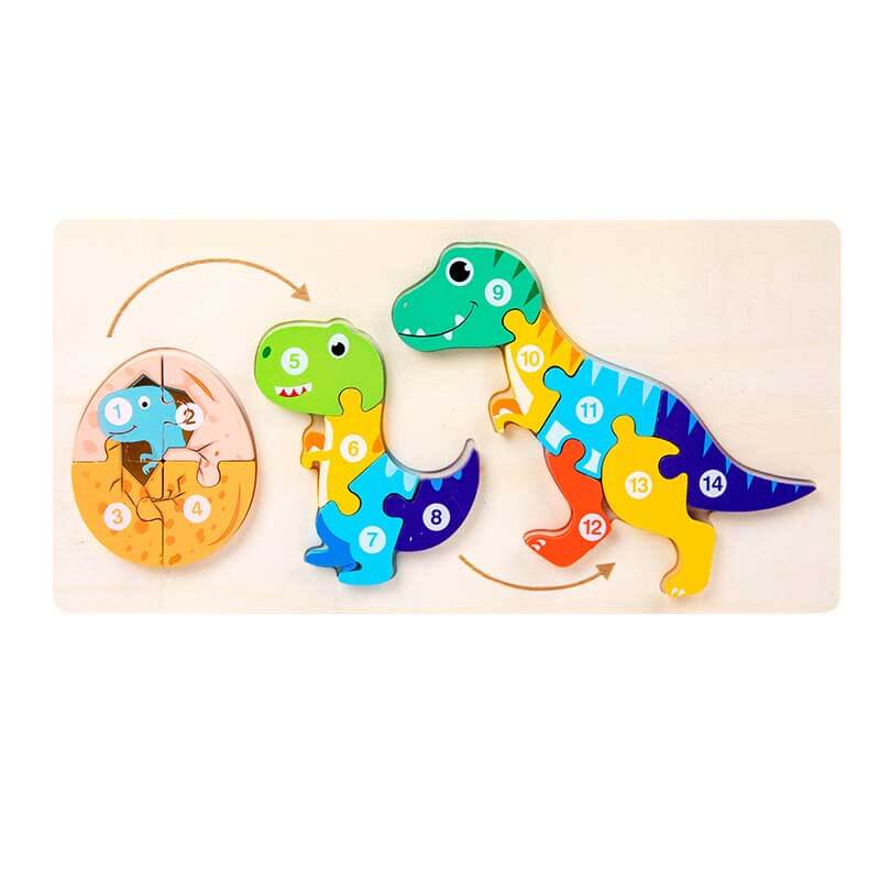 Fidtoy Juego de puzles de animales de madera – Juguete de aprendizaje para niños pequeños con formas de animales