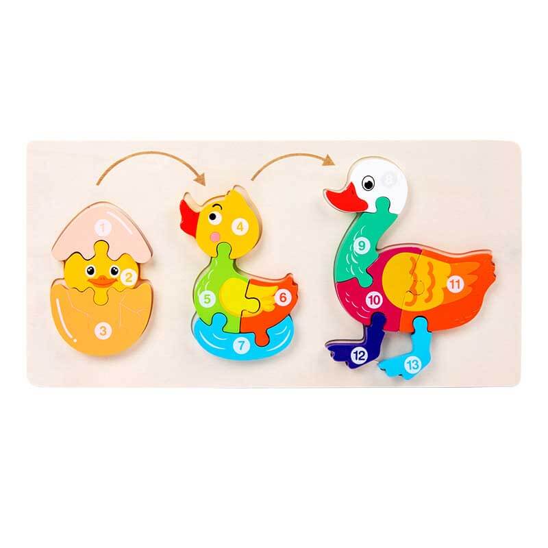 Fidtoy Juego de puzles de animales de madera – Juguete de aprendizaje para niños pequeños con formas de animales