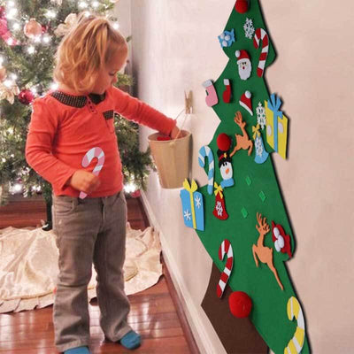 Juego de árbol de Navidad de fieltro DIY Fidtoy con 30 adornos – Actividad navideña Montessori para niños pequeños
