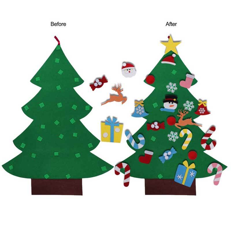 Juego de árbol de Navidad de fieltro DIY Fidtoy con 30 adornos – Actividad navideña Montessori para niños pequeños