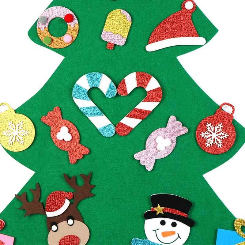 Juego de árbol de Navidad de fieltro DIY Fidtoy con 30 adornos – Actividad navideña Montessori para niños pequeños