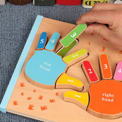 Puzle 3D Montessori de palma con dedos