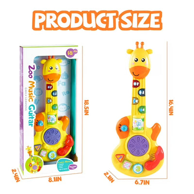Fidtoy Girafe Guitare Musicale Jouet pour Tout-petits – Guitare Lumineuse pour Enfants avec Piano, Batterie, Sons d'Animaux, Tri de Formes et Modes Musicaux