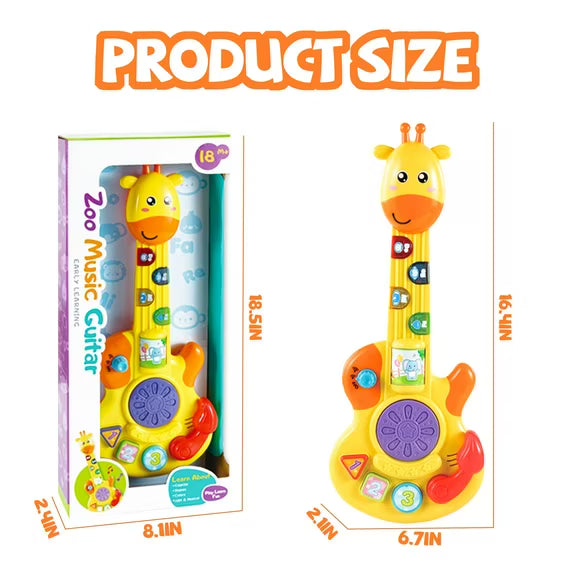 Fidtoy Girafe Guitare Musicale Jouet pour Tout-petits – Guitare Lumineuse pour Enfants avec Piano, Batterie, Sons d'Animaux, Tri de Formes et Modes Musicaux