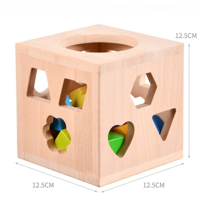 Caja clasificadora de formas Montessori con 12 bloques geométricos