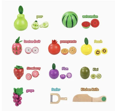 Juego de frutas magnéticas para cortar de 12 piezas
