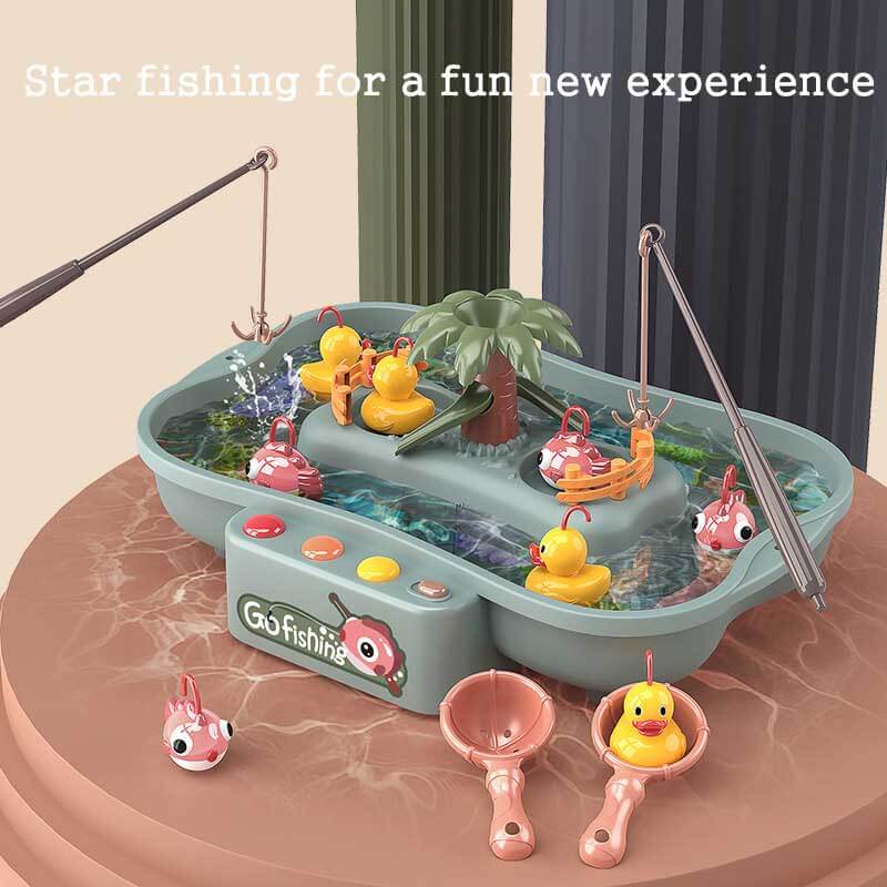 Juego de pesca electrónico Fidtoy para niños pequeños | Juguete acuático de baño y piscina con patos y música