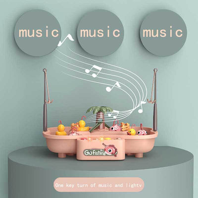 Juego de pesca electrónico Fidtoy para niños pequeños | Juguete acuático de baño y piscina con patos y música