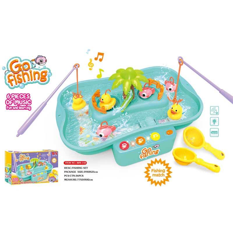 Juego de pesca electrónico Fidtoy para niños pequeños | Juguete acuático de baño y piscina con patos y música