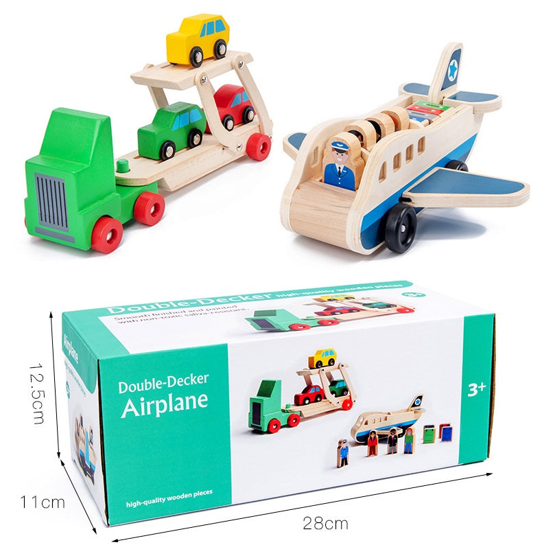 Avión de madera con personas Juguete de avión para niños