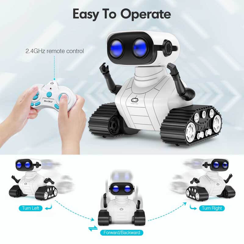 Fidtoy Robot Télécommandé pour Enfants avec Yeux LED Musique Voix Robot Dansant Interactif Jouet Éducatif Rechargeable