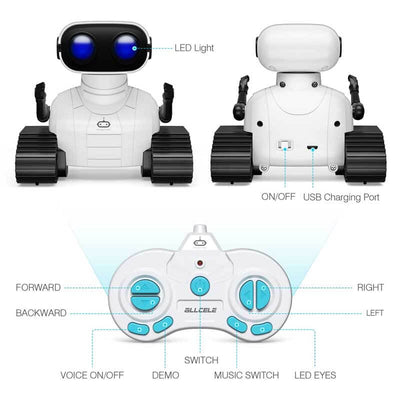Fidtoy Robot Télécommandé pour Enfants avec Yeux LED Musique Voix Robot Dansant Interactif Jouet Éducatif Rechargeable