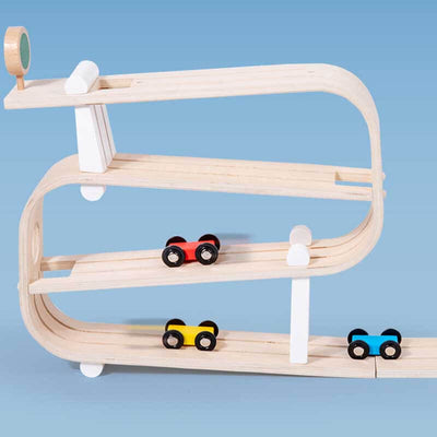 Fidtoy Coche de juguete de madera con rampa para niños - Juguete de aprendizaje interactivo