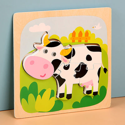 MiniMind™ Juego de rompecabezas de madera gruesa - Juguetes de aprendizaje Montessori para niños pequeños