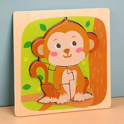 MiniMind™ Juego de rompecabezas de madera gruesa - Juguetes de aprendizaje Montessori para niños pequeños