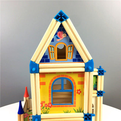 Juego de construcción de casa de madera 3D Fidtoy para juego creativo de niños
