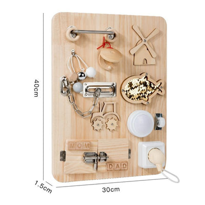 Tabla Sensorial Montessori para Juego Tranquilo - Tabla de Actividades de Madera Natural