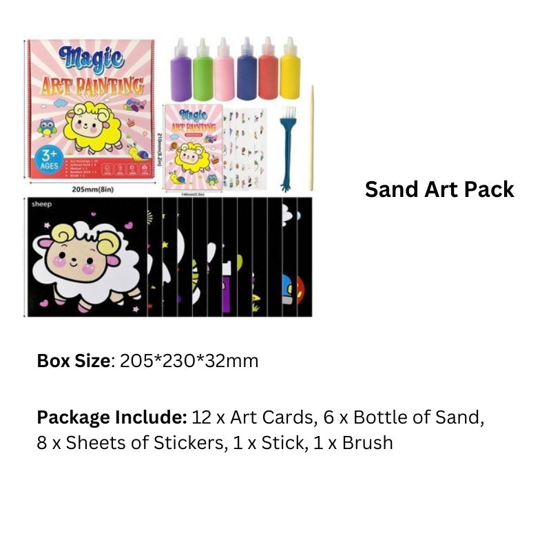 Kit de arte con arena para niños con arena de colores y tarjetas creativas