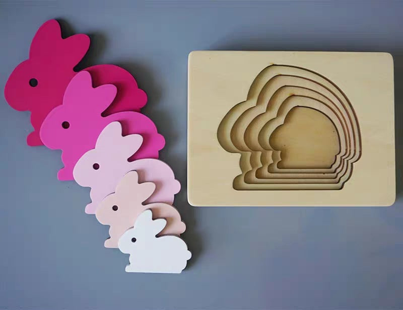 Puzles de animales de varias capas - Puzle Montessori de madera ecológico