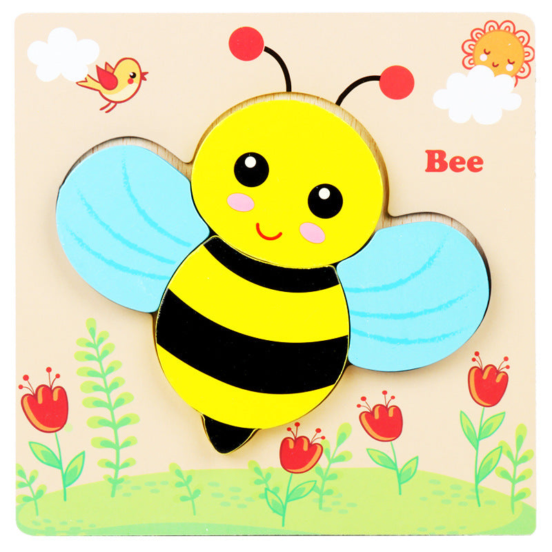 Rompecabezas básico para niños Principiantes Varios diseños Oso, Avión, Mariposa, Abeja, Mariquita, Barco Rompecabezas de madera