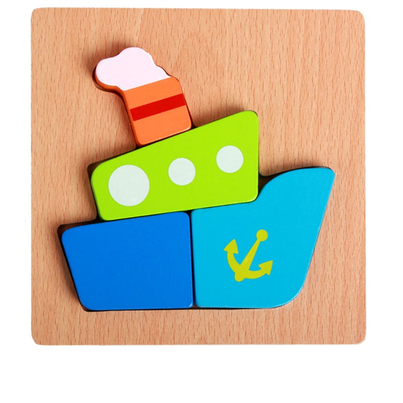 Rompecabezas básico para niños Principiantes Varios diseños Oso, Avión, Mariposa, Abeja, Mariquita, Barco Rompecabezas de madera