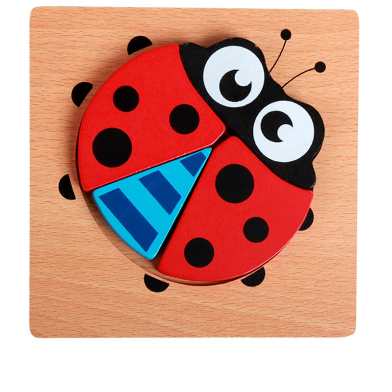 Rompecabezas básico para niños Principiantes Varios diseños Oso, Avión, Mariposa, Abeja, Mariquita, Barco Rompecabezas de madera