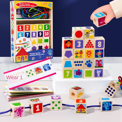 Jeu de construction en perles de bois