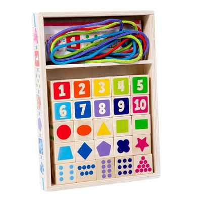 Jeu de construction en perles de bois