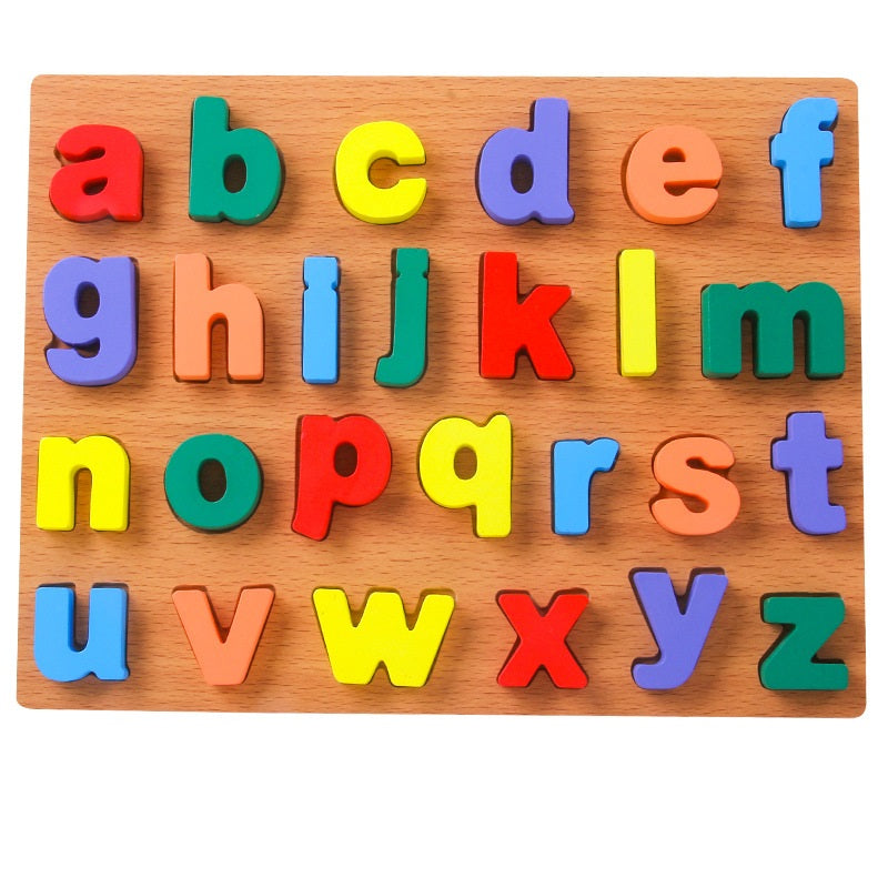 Juego de 2 puzles de tablero de madera del abecedario, letras mayúsculas y minúsculas