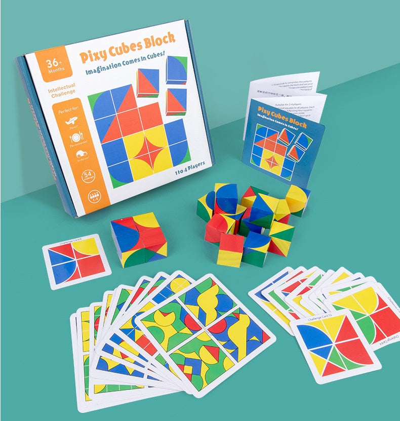 Cubos Pixy de madera con patrones, juego de fiesta para niños