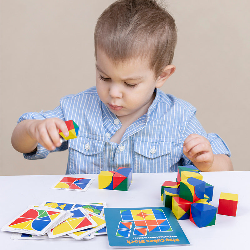 Cubos Pixy de madera con patrones, juego de fiesta para niños