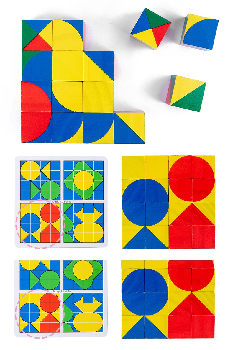 Cubos Pixy de madera con patrones, juego de fiesta para niños