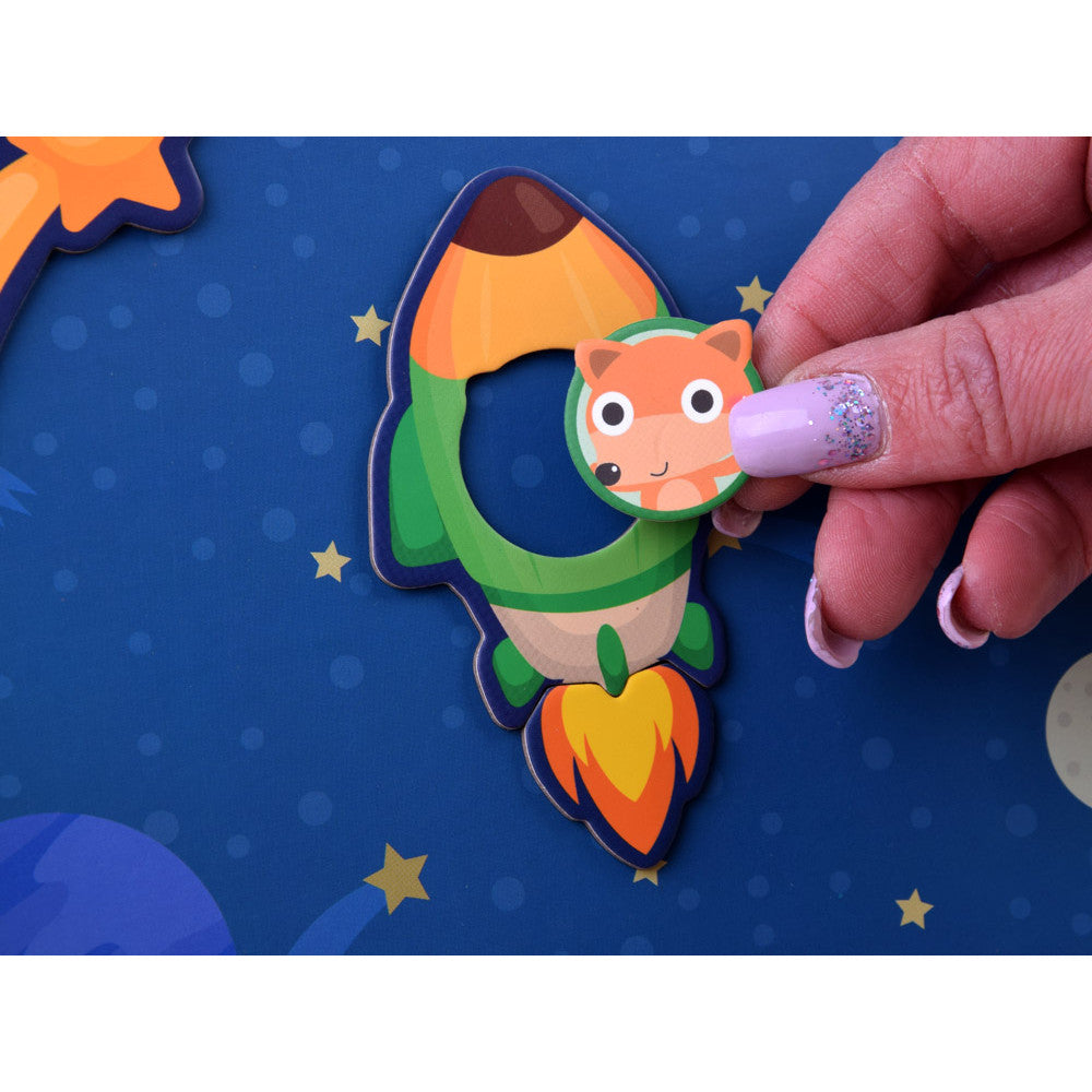 Libro de puzles magnéticos STEAM, 50 piezas - Tema espacial