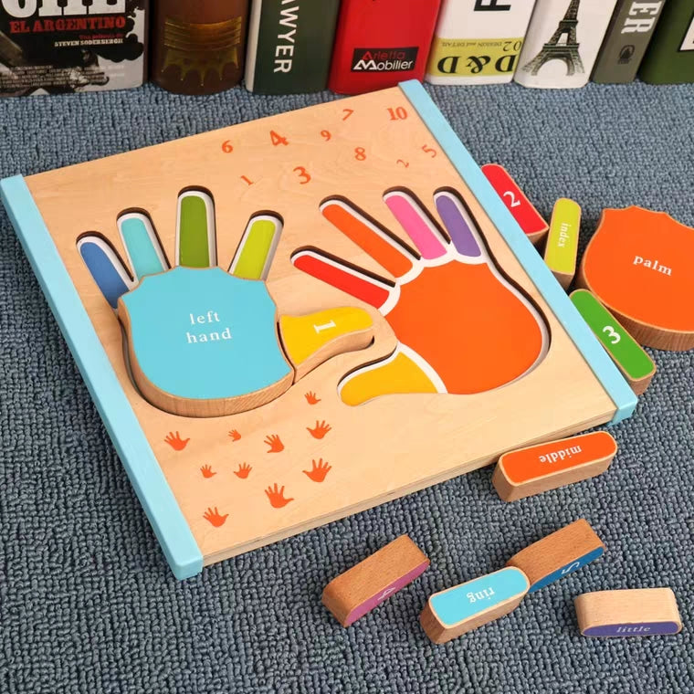 Puzle 3D Montessori de palma con dedos
