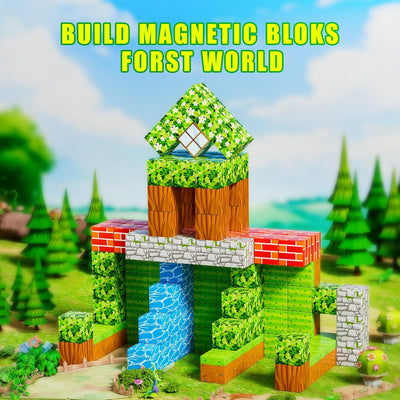 Fidtoy 3D Magnetic Cube World Blocks with Characters, 68/108 Piece Plastic Magnetic Building Blocks, STEM Construction Storytelling Toy Ages 5+