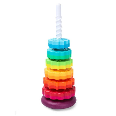 Tour d'empilement et de rotation arc-en-ciel Fidtoy – Jouet d'apprentissage sensoriel pour les tout-petits de 1 an et plus