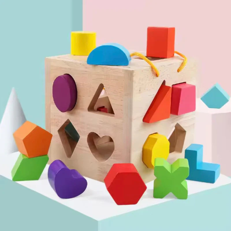 Bloques de Construcción Geométricos de Madera para Bebé