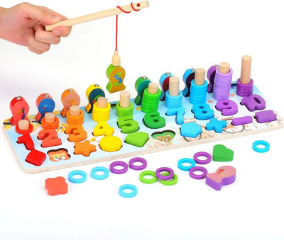 Fidtoy Wooden Magnetic Fish Counting Board Montessori Toy