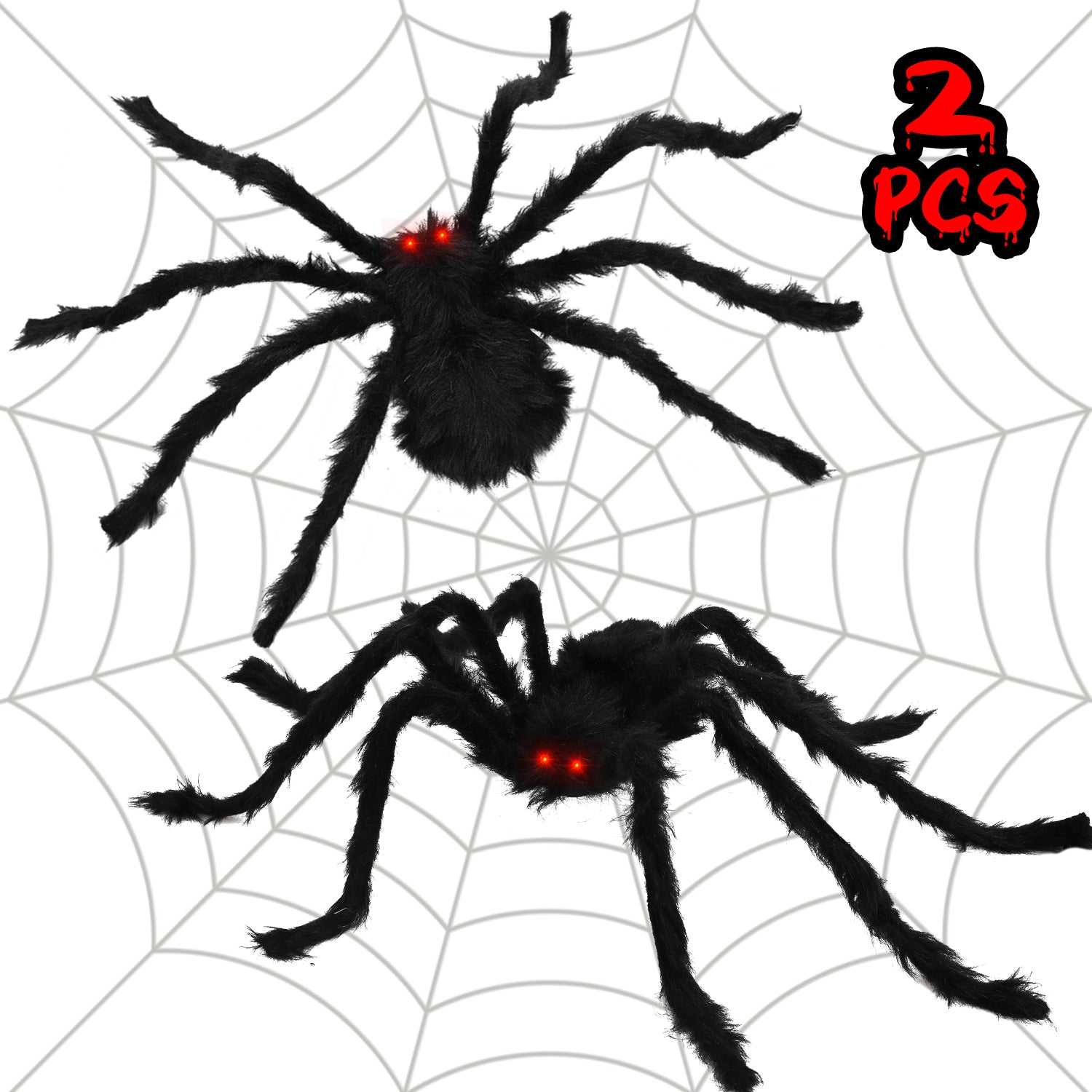 Fidtoy Giant Halloween Spider Decorations Set of 2