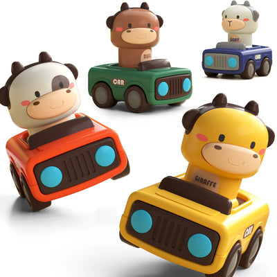 Fidtoy Cartoon Press to Go Animal Car Toy for Toddlers