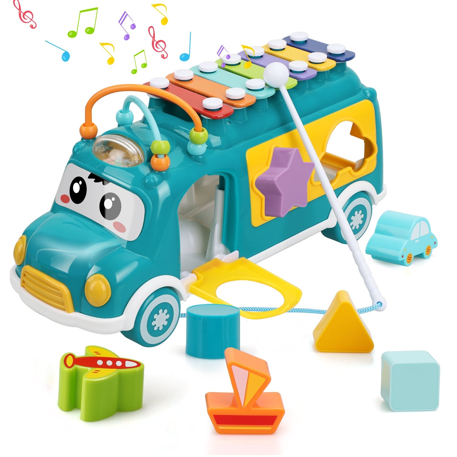 Fidtoy Bus Trieur de Formes Musical pour Tout-Petits 12 Mois et Plus