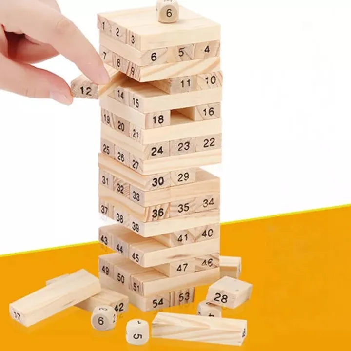 Fidtoy Juguete de Madera Jenga Numérico con Dados – Juguete Educativo para Niños