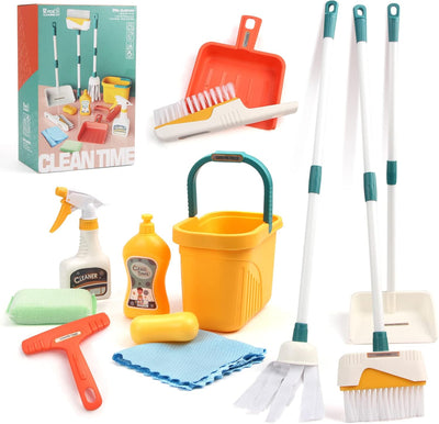 Fidtoy Children Clean Time Cleaning Set for Toddlers – Pretend Play Cleaning Toy Kit with Broom Mop Bucket Dustpan Role Play Housekeeping Set for Kids Ages 2-6