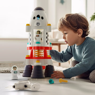 Juguete de cohete de ensamblaje interestelar Fidtoy con luces y sonidos