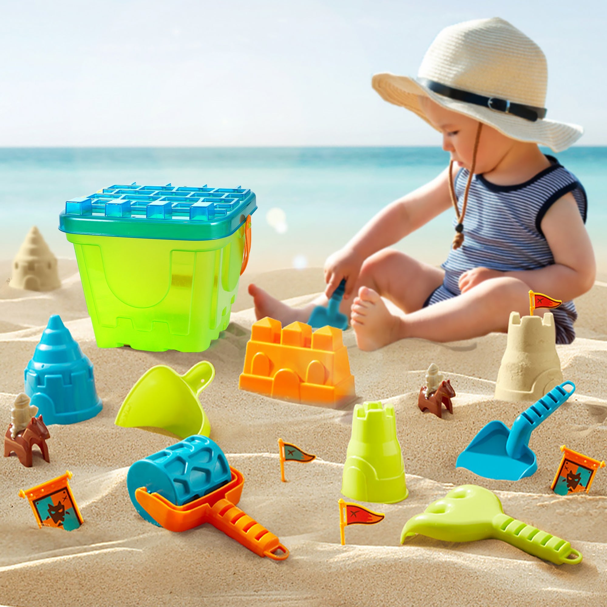 Fidtoy Caballero Castillo Juego de Cubos de Playa para Niños
